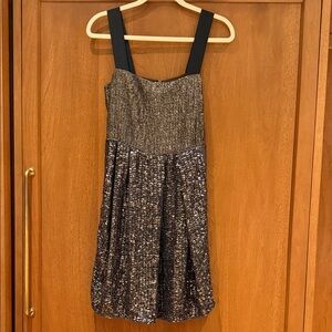 Reiss Vintage Black Copper and Gold Beaded Dress